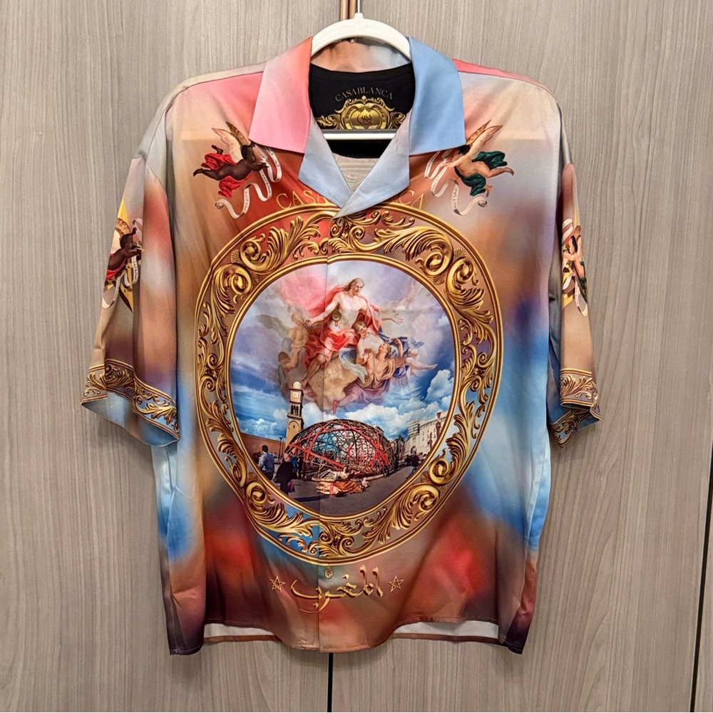 Versace-Inspired Multicolor Men’s Silk Graphic Shirt